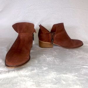 Seychelles Women's‎ Bait Boot Size 6 Brown Suede Low Block Heel Boho Bootie Zip
